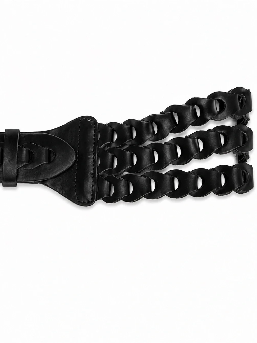 Black Triple Braided Waist Belt XL 48” Faux Leather Bohemian Belt